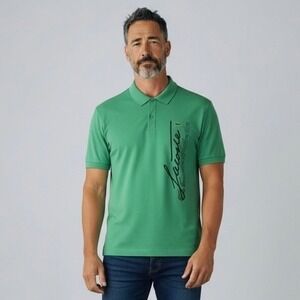 Lacoste Polo Shirt Mens 4XL Green Regular Fit Signature Pique Script Logo Croc
